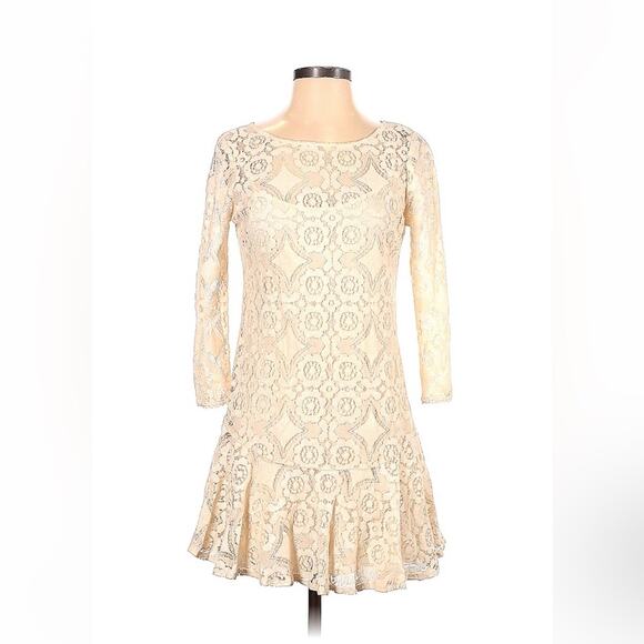 Free People crocheted lace drop waist dress, size 2 - Picture 1 of 10